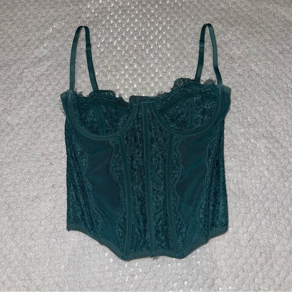 Urban Outfitters Green Lace Corset Top